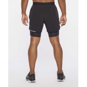 2XU - Pantaloni scurti de alergare pentru barbati 2-in-1 XVENT 5 inch - negru argintiu reflexiv