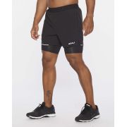 2XU - Pantaloni scurti de alergare pentru barbati 2-in-1 XVENT 5 inch - negru argintiu reflexiv