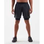 2XU - Pantaloni scurti de alergare pentru barbati 2-in-1 XVENT 7 inch - negru argintiu reflexiv