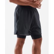 2XU - Pantaloni scurti de alergare pentru barbati 2-in-1 XVENT 7 inch - negru argintiu reflexiv