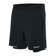 2XU - Pantaloni scurti de alergare pentru barbati 2-in-1 XVENT 7 inch - negru argintiu reflexiv