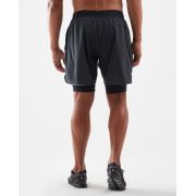 2XU - Pantaloni scurti de alergare pentru barbati 2-in-1 XVENT 7 inch - negru argintiu reflexiv