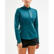 2XU - jacheta waterproof femei Pursuit Thermal Hybrid - albastru verde teal reflectorizant