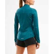 2XU - jacheta waterproof femei Pursuit Thermal Hybrid - albastru verde teal reflectorizant