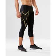 2XU colanti lungi compresie barbati Compression Merino Elite Thermal 3/4 - negru auriu