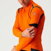 Castelli - Jacheta ciclism vreme rece 2 in 1 cu maneci detasabile, Perfetto Ros Convertible - Portocaliu negru gri