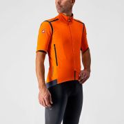 Castelli - Jacheta ciclism vreme rece 2 in 1 cu maneci detasabile, Perfetto Ros Convertible - Portocaliu negru gri