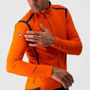 Castelli - Jacheta ciclism vreme rece 2 in 1 cu maneci detasabile, Perfetto Ros Convertible - Portocaliu negru gri