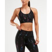 2XU - Bustiera sport pentru femei Perform Crop Frequency Boysenberry - negru multicolor