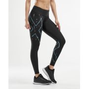2XU - Colanti de compresie femei talie medie Mid-Rise Compression Tight - negru-albastru