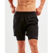 2XU - Pantaloni scurti de alergare pentru barbati XVENT 5" 2 in 1 Compression Short - negri argintiu reflectorizant