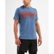 2XU - Tricou tehnic antrenament cu maneca scurta barbati Training SS Tee Stellar-terra - albastru portocaliu