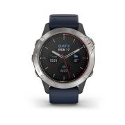 Garmin - quatix 6 - rama argintie cu curea silicon Captain Blue - ceas inteligent premium cu GPS cu functii avansate pentru sport si navigatie