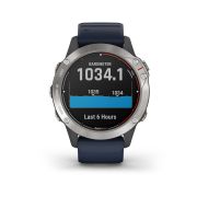Garmin - quatix 6 - rama argintie cu curea silicon Captain Blue - ceas inteligent premium cu GPS cu functii avansate pentru sport si navigatie