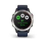 Garmin - quatix 6 - rama argintie cu curea silicon Captain Blue - ceas inteligent premium cu GPS cu functii avansate pentru sport si navigatie