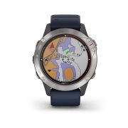 Garmin - quatix 6 - rama argintie cu curea silicon Captain Blue - ceas inteligent premium cu GPS cu functii avansate pentru sport si navigatie