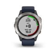 Garmin - quatix 6 - rama argintie cu curea silicon Captain Blue - ceas inteligent premium cu GPS cu functii avansate pentru sport si navigatie