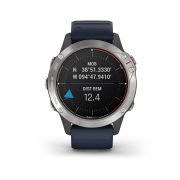 Garmin - quatix 6 - rama argintie cu curea silicon Captain Blue - ceas inteligent premium cu GPS cu functii avansate pentru sport si navigatie