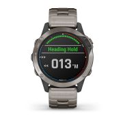 Garmin - quatix 6 Sapphire Titanium - ceas inteligent premium cu GPS cu functii avansate pentru sport si navigatie - 47mm diametru