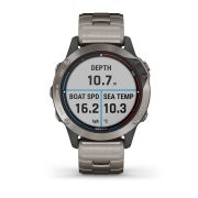 Garmin - quatix 6 Sapphire Titanium - ceas inteligent premium cu GPS cu functii avansate pentru sport si navigatie - 47mm diametru