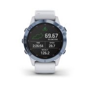 Garmin - Fenix 6 PRO Solar - rama albastru mineral cu curea silicon alba - ceas inteligent premium cu GPS pentru sport