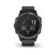 Garmin - Fenix 6 PRO Solar - rama gri slate cu curea silicon neagra - ceas inteligent premium cu GPS pentru sport