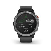 Garmin - Fenix 6 Solar - rama argintie cu curea de silicon neagra - ceas inteligent premium cu GPS cu functii avansate pentru sport