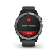 Garmin - Fenix 6 Solar - rama argintie cu curea de silicon neagra - ceas inteligent premium cu GPS cu functii avansate pentru sport