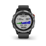Garmin - Fenix 6 Solar - rama argintie cu curea de silicon neagra - ceas inteligent premium cu GPS cu functii avansate pentru sport