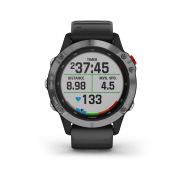 Garmin - Fenix 6 Solar - rama argintie cu curea de silicon neagra - ceas inteligent premium cu GPS cu functii avansate pentru sport