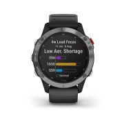 Garmin - Fenix 6 Solar - rama argintie cu curea de silicon neagra - ceas inteligent premium cu GPS cu functii avansate pentru sport
