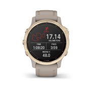 Garmin - Fenix 6s PRO Solar - rama aurie cu curea gri nisip - ceas inteligent premium cu GPS pentru sport