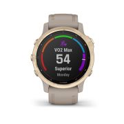 Garmin - Fenix 6s PRO Solar - rama aurie cu curea gri nisip - ceas inteligent premium cu GPS pentru sport