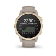 Garmin - Fenix 6s PRO Solar - rama aurie cu curea gri nisip - ceas inteligent premium cu GPS pentru sport
