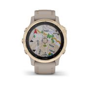 Garmin - Fenix 6s PRO Solar - rama aurie cu curea gri nisip - ceas inteligent premium cu GPS pentru sport
