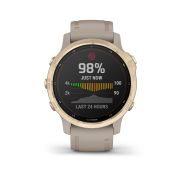 Garmin - Fenix 6s PRO Solar - rama aurie cu curea gri nisip - ceas inteligent premium cu GPS pentru sport