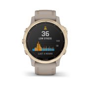 Garmin - Fenix 6s PRO Solar - rama aurie cu curea gri nisip - ceas inteligent premium cu GPS pentru sport