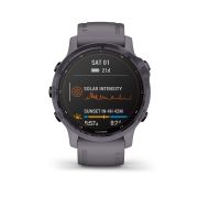 Garmin - Fenix 6s PRO Solar - rama otel Amethyst cu curea Shale - ceas inteligent premium cu GPS pentru sport
