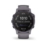 Garmin - Fenix 6s PRO Solar - rama otel Amethyst cu curea Shale - ceas inteligent premium cu GPS pentru sport