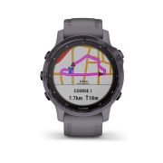 Garmin - Fenix 6s PRO Solar - rama otel Amethyst cu curea Shale - ceas inteligent premium cu GPS pentru sport