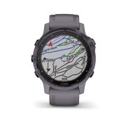 Garmin - Fenix 6s PRO Solar - rama otel Amethyst cu curea Shale - ceas inteligent premium cu GPS pentru sport