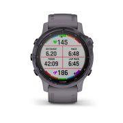 Garmin - Fenix 6s PRO Solar - rama otel Amethyst cu curea Shale - ceas inteligent premium cu GPS pentru sport