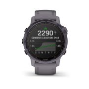 Garmin - Fenix 6s PRO Solar - rama otel Amethyst cu curea Shale - ceas inteligent premium cu GPS pentru sport