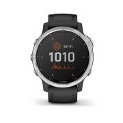 Garmin - Fenix 6s Solar - rama argintie cu curea neagra - ceas inteligent premium cu GPS cu functii avansate pentru sport