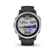 Garmin - Fenix 6s Solar - rama argintie cu curea neagra - ceas inteligent premium cu GPS cu functii avansate pentru sport