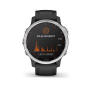 Garmin - Fenix 6s Solar - rama argintie cu curea neagra - ceas inteligent premium cu GPS cu functii avansate pentru sport