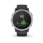 Garmin - Fenix 6s Solar - rama argintie cu curea neagra - ceas inteligent premium cu GPS cu functii avansate pentru sport