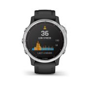Garmin - Fenix 6s Solar - rama argintie cu curea neagra - ceas inteligent premium cu GPS cu functii avansate pentru sport