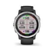 Garmin - Fenix 6s Solar - rama argintie cu curea neagra - ceas inteligent premium cu GPS cu functii avansate pentru sport