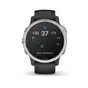 Garmin - Fenix 6s Solar - rama argintie cu curea neagra - ceas inteligent premium cu GPS cu functii avansate pentru sport